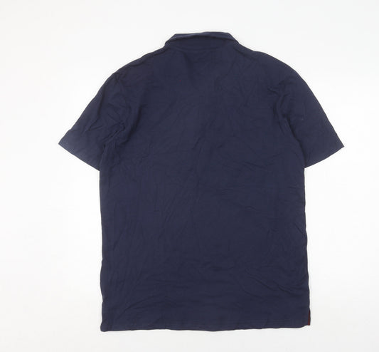 Atlas For Men Blue Polo Shirt Men L Casual Cotton