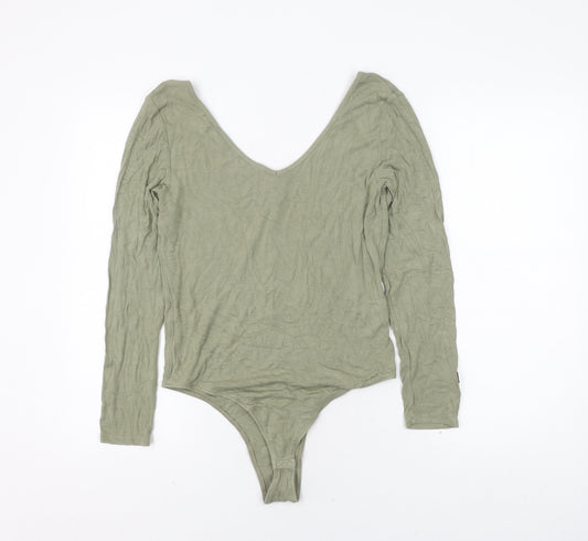 Superdry Women's Green Blouse, Size 16, V-Neck, Jersey