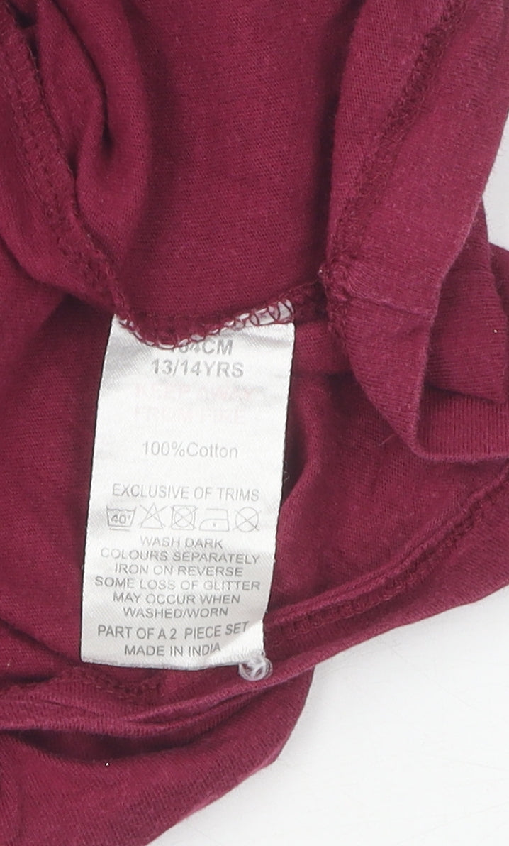 Brand and care label for Harry Potter girls’ red t-shirt 13-14y graphic logo