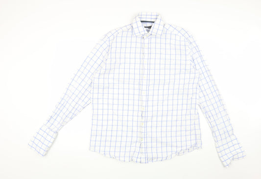 Tommy Hilfiger Men's White Check Dress Shirt L