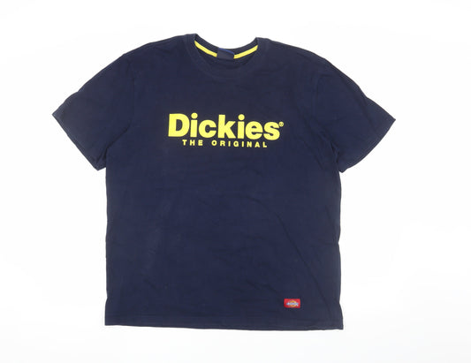Dickies Men's Blue XL Logo T-Shirt - Regular Fit