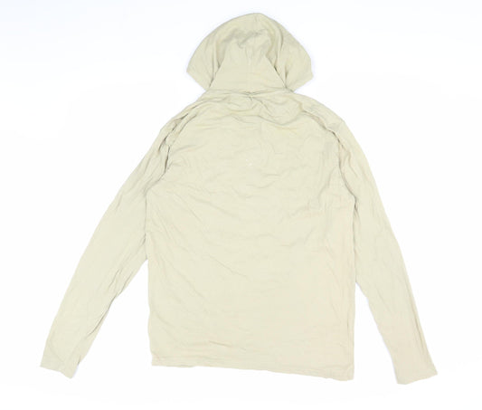 Brave Soul Men's Beige Hooded T-Shirt Size M