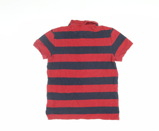 Timberland Men's Red Striped Polo Shirt M, Collared, Logo