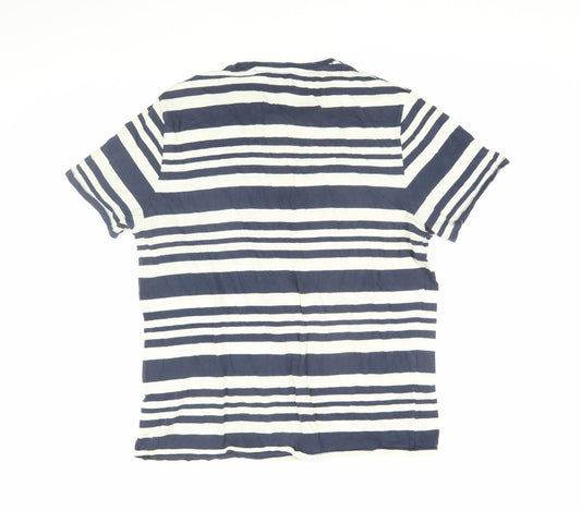 Wrangler Men's Blue Striped T-Shirt L Crew Neck