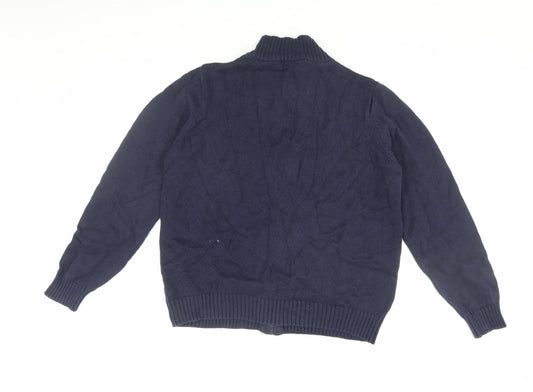 ISLE ESSENTIALS Women's Blue Knit Jacket L Zip Casual