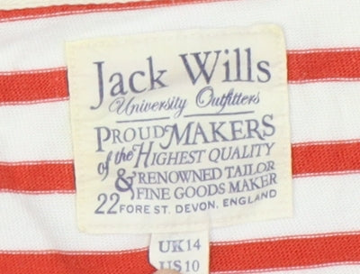 Jack Wills Women's Red Striped T-Shirt Size 14
