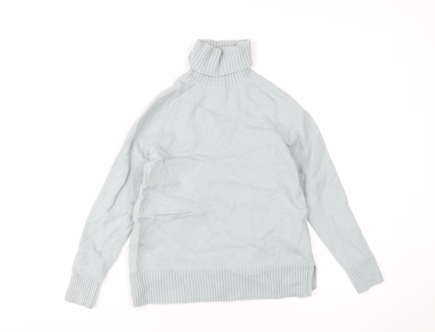 Massimo Dutti Women's Light Blue Roll Neck Jumper, Size 8