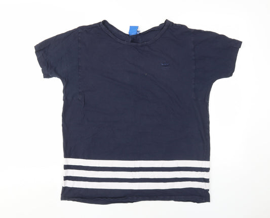 Womens UK Size 10 adidas Blue 100% Cotton T-Shirt