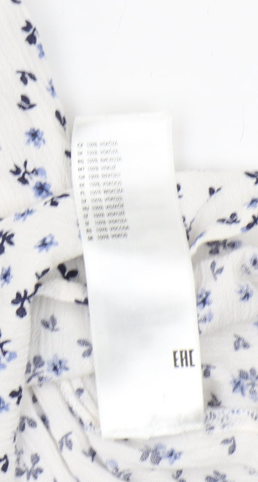 Principles Women's White Blue Floral Blouse Size 14