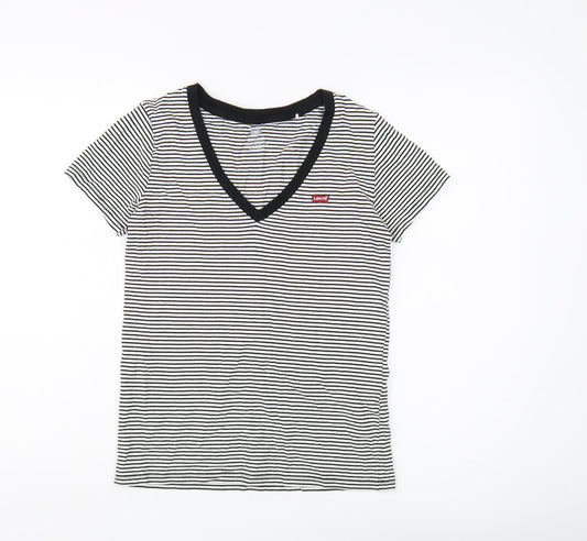 Levi's Women's Black Striped XS Ringer T-Shirt
