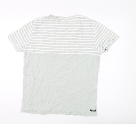 Threadbare Men's Grey Striped T-Shirt, Large