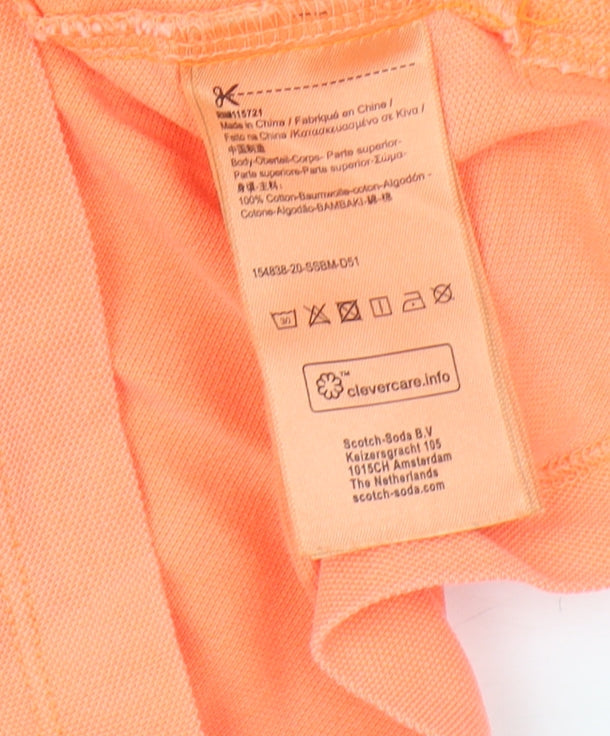 Scotch & Soda Unisex Orange T-Shirt Crew Neck Size 16