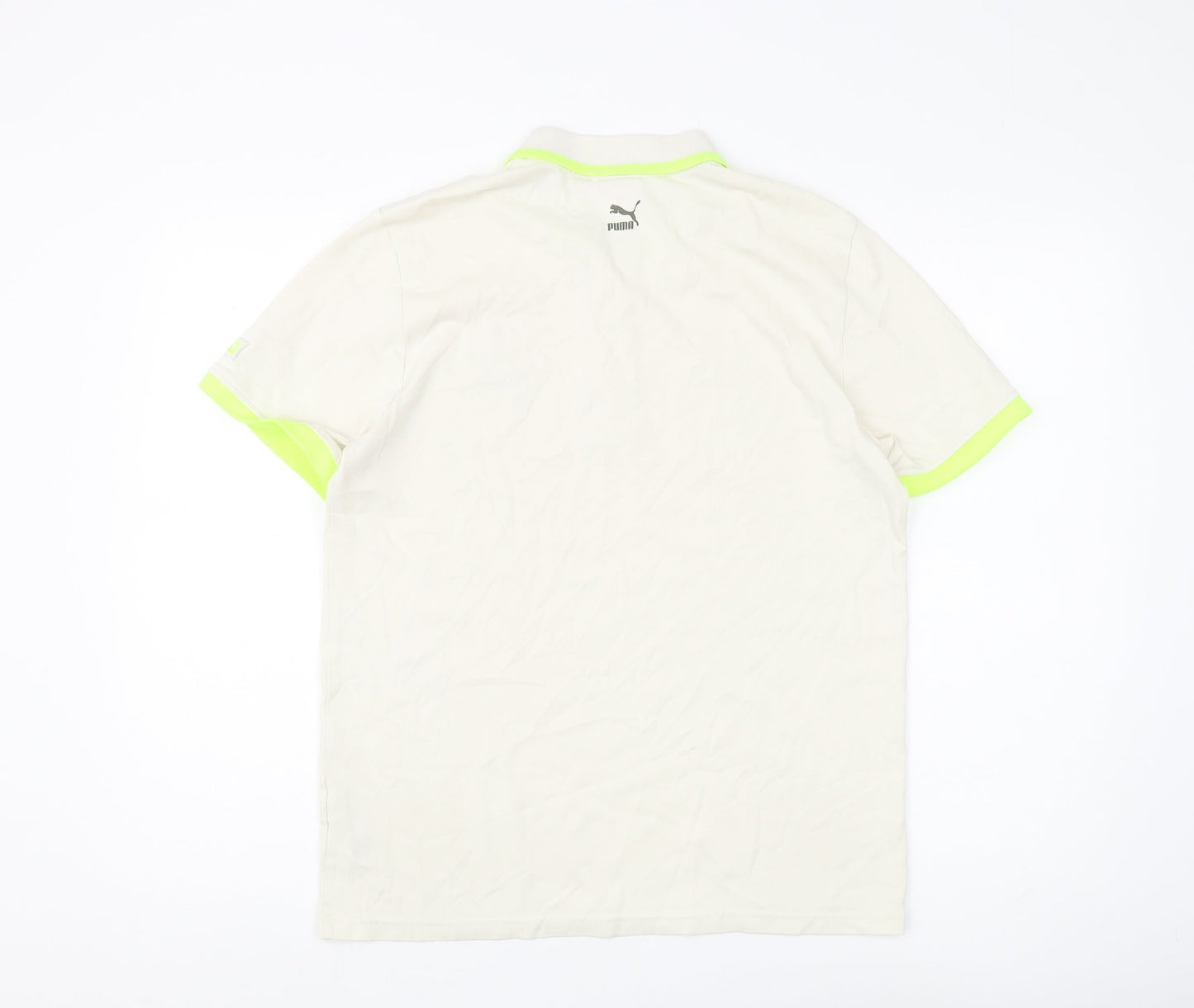 Puma Men's Beige Polo Shirt Size 19 with Logo Accent