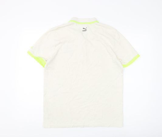 Puma Men's Beige Polo Shirt Size 19 with Logo Accent