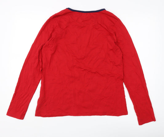 Womens UK Size M Lands' End Red Cotton Blend T-Shirt