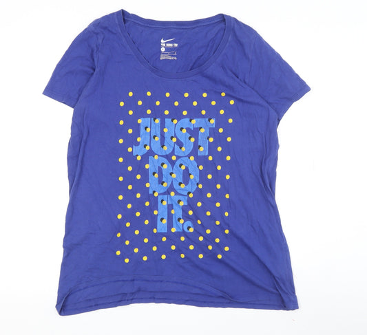 Nike Women Blue T-Shirt, Large, Casual Sports Style