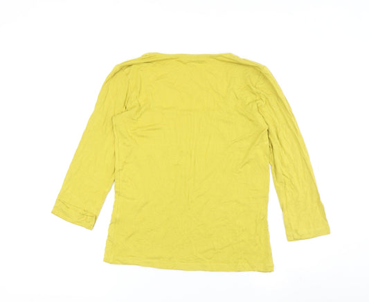 Hobbs Women Yellow 3/4 Sleeve Square Neck Top