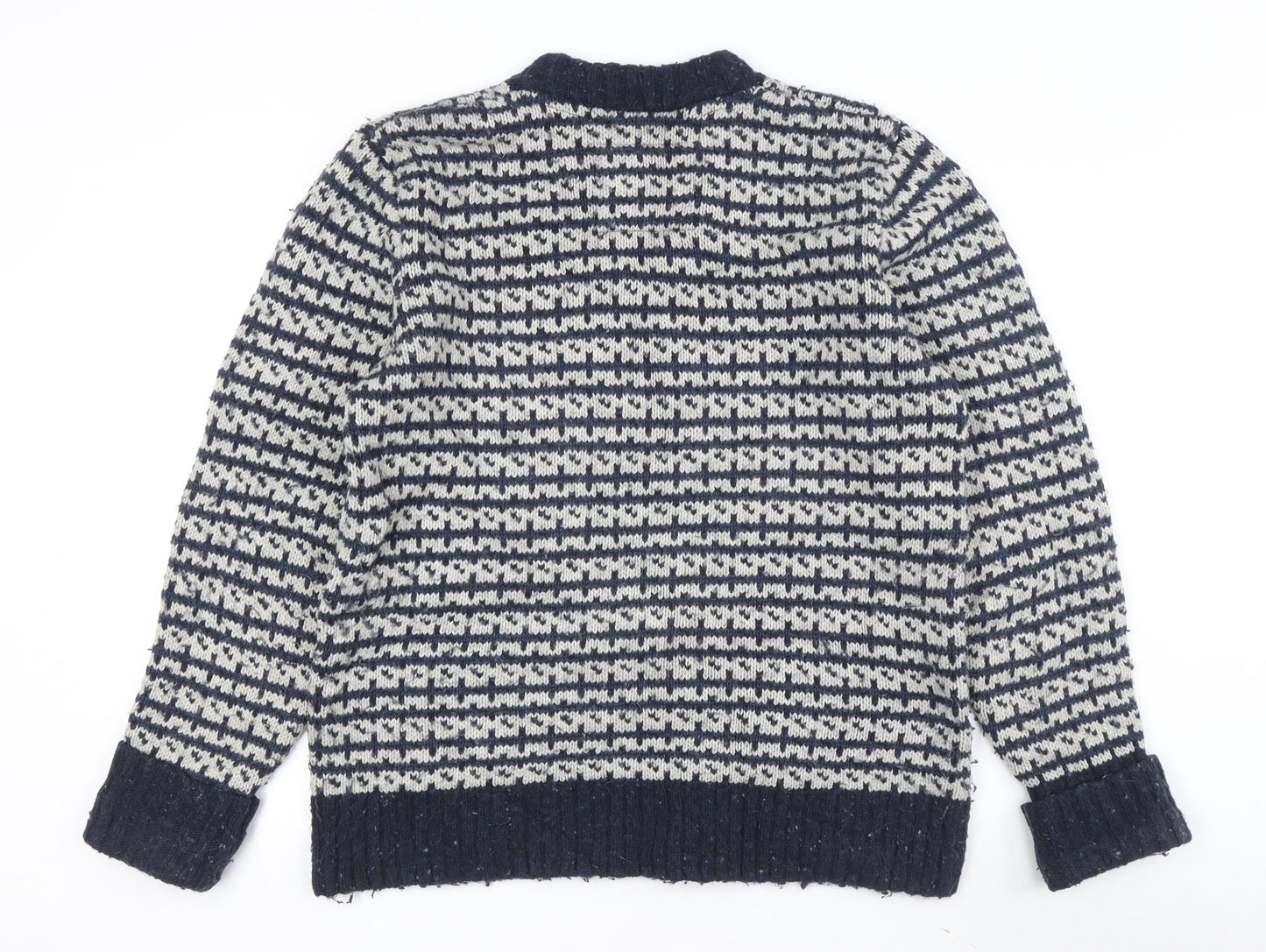 Fat Face Men's Blue Geometric Knit Pullover Jumper M