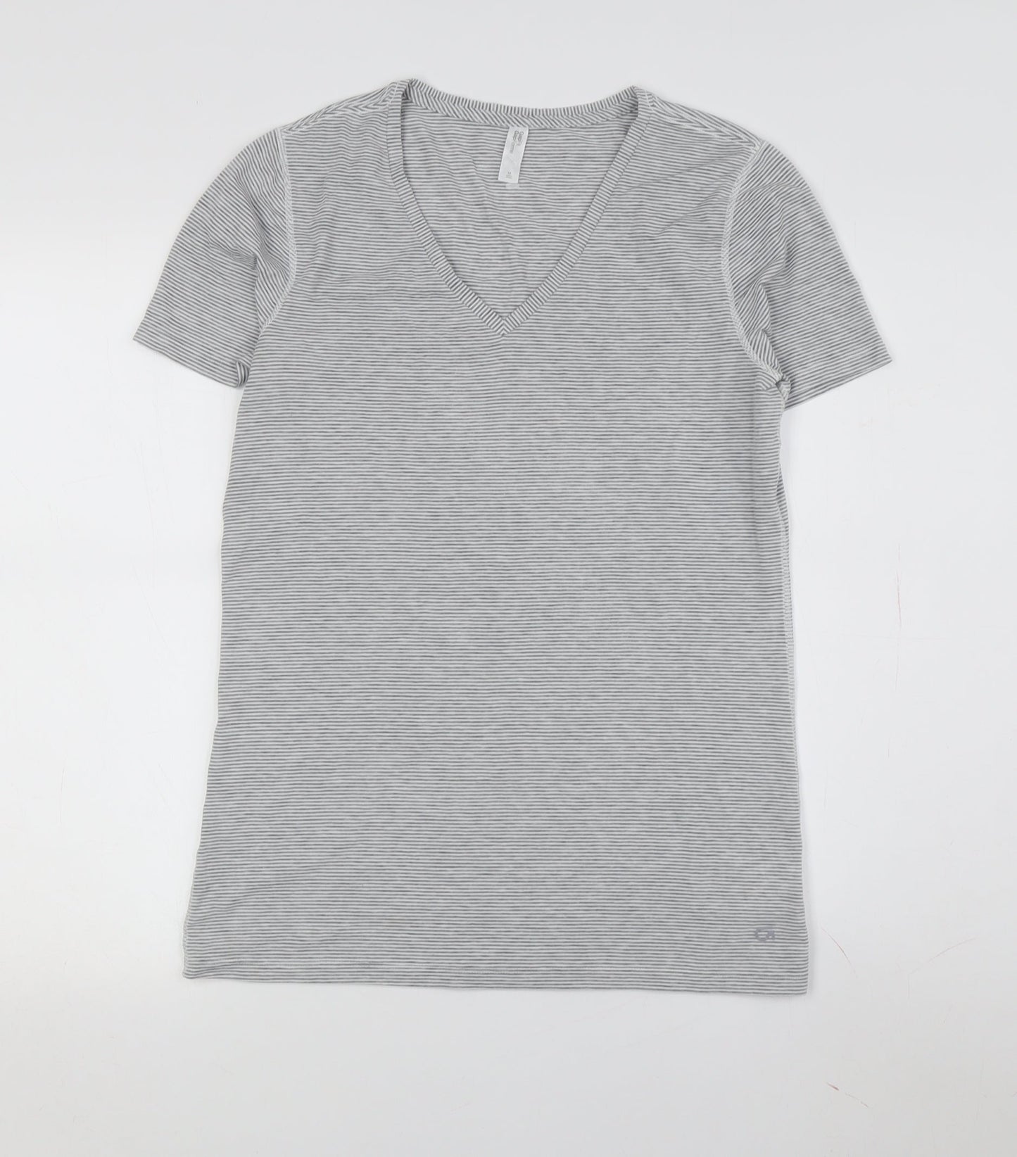Gap Women's Grey Striped Jersey T-Shirt, Size M