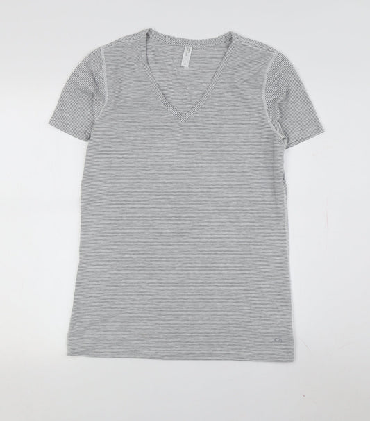 Gap Women's Grey Striped Jersey T-Shirt, Size M