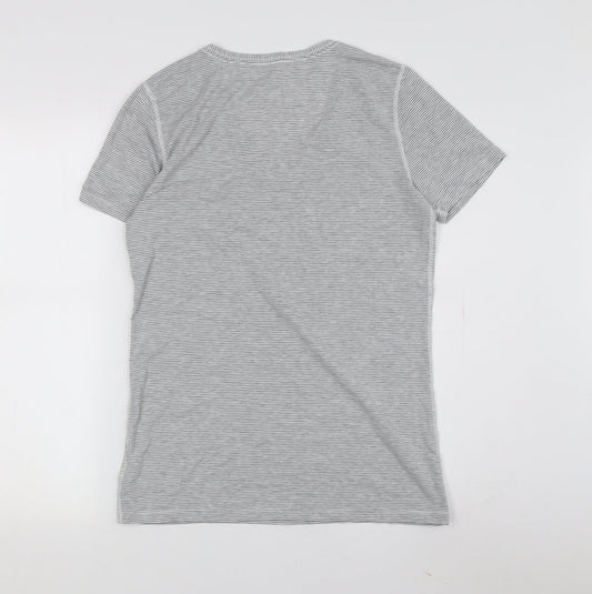 Gap Women's Grey Striped Jersey T-Shirt, Size M