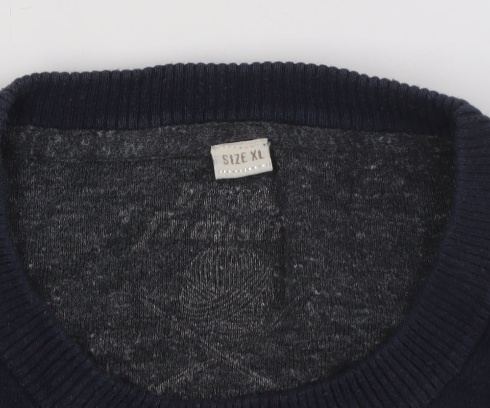 Diesel Men's XL Blue Cotton Blend Pullover Jumper