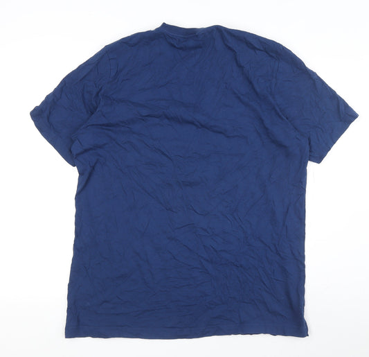 Adidas Men's Blue Cotton Logo T-Shirt Large