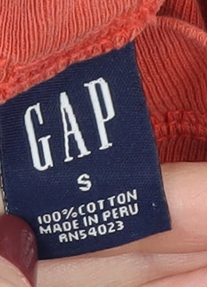 GAP Men's Orange Cotton T-Shirt, Size S, Crew Neck