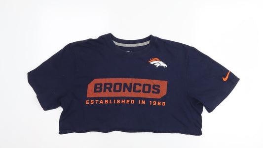 Nike Unisex Blue Cropped Logo T-Shirt L