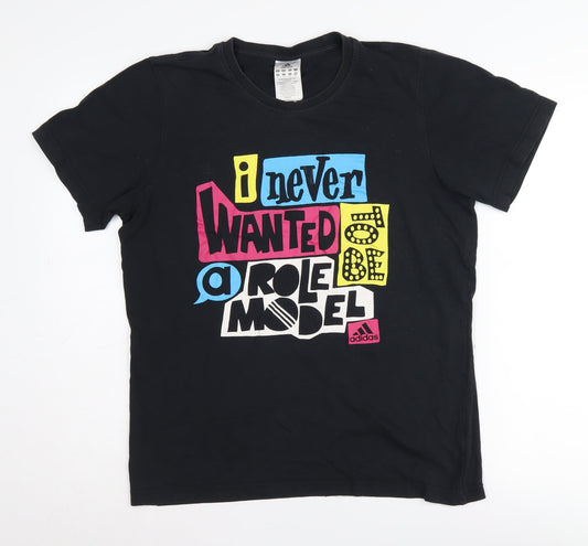 Unisex Adultss UK Size S adidas Black 100% Cotton T-Shirt