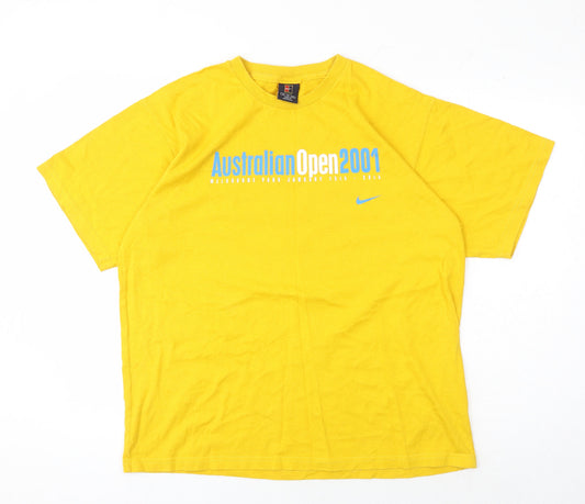 Unisex Adultss UK Size XS Nike Yellow Cotton T-Shirt