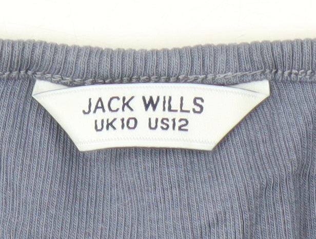 Womens UK Size 10 Jack Wills Blue Cotton Blend T-Shirt