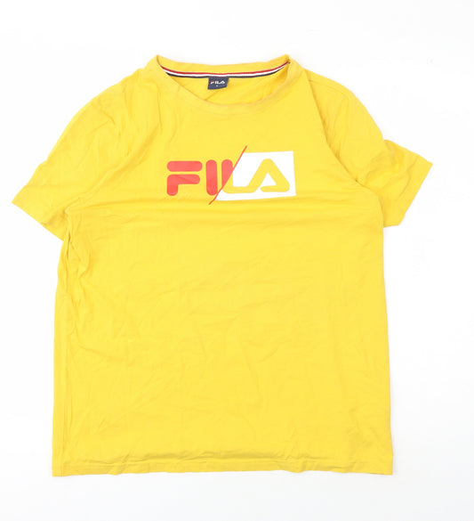 FILA Men's Yellow L Short Sleeve T-Shirt