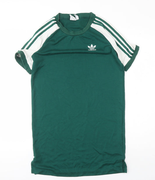 Additional front view of Adidas Men's Green Crew Neck Logo T-Shirt, size 4