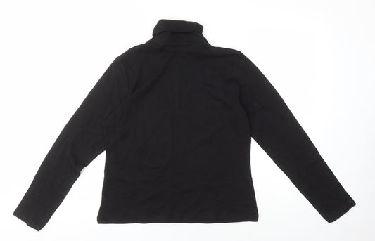 EWM Women's Black Roll Neck Top, Size M, Cotton Basic