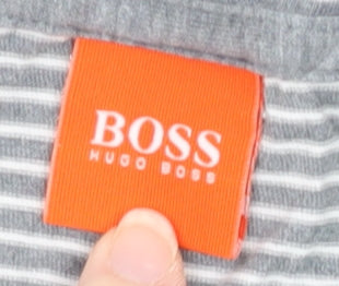 Hugo Boss Men's Grey Striped Long Sleeve T-Shirt M