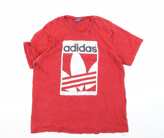 Mens UK Size M adidas Red Cotton T-Shirt