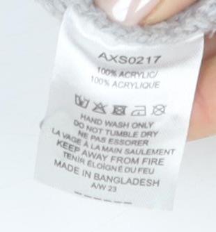 Brand and care label for AX Women's Grey Roll Neck Knitted Jumper, M