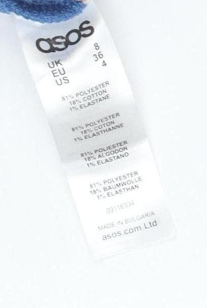 Close-up detail of ASOS Women's Blue Jacket, size 8, Mid-Length
