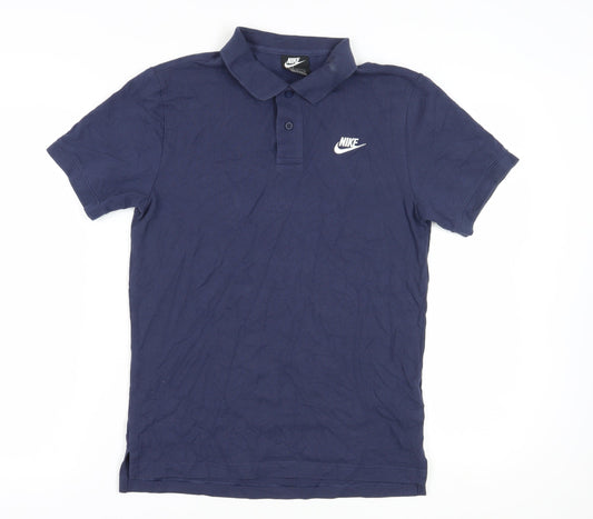 Nike Men's Blue Small Cotton Polo Shirt