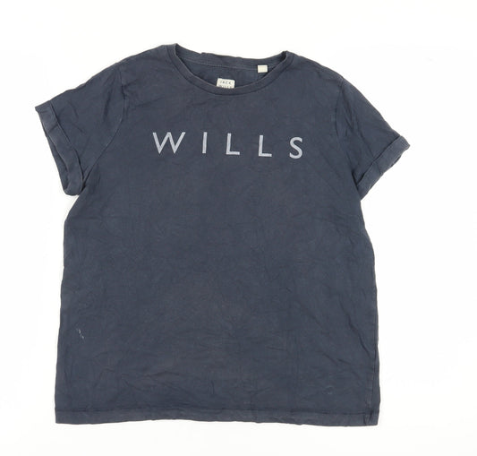 Jack Wills Women's Blue T-Shirt Size 10 Casual Crew Neck