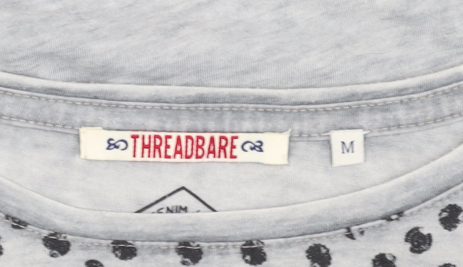 Threadbare Grey Polka Dot T-Shirt M Unisex