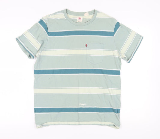 Levi's Men's Green Striped T-Shirt M, Relaxed Fit