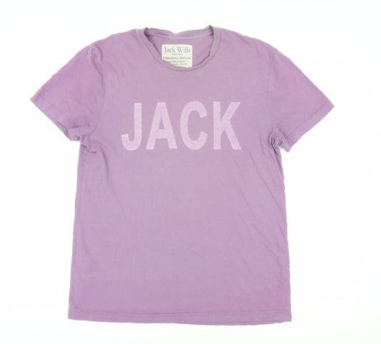 Jack Wills Purple Men's T-Shirt, Size M, Bold Logo, Cotton