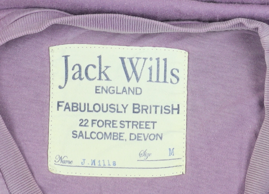 Jack Wills Purple Men's T-Shirt, Size M, Bold Logo, Cotton