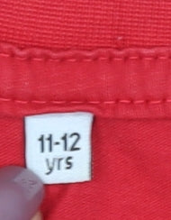 Brand and care label for MG girls’ red 11-12 years graphic t-shirt regular fit