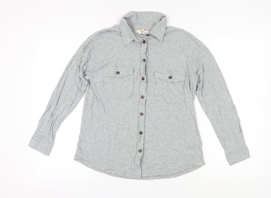 Womens UK Size 12 Boden Grey Cotton Blend Button-Up