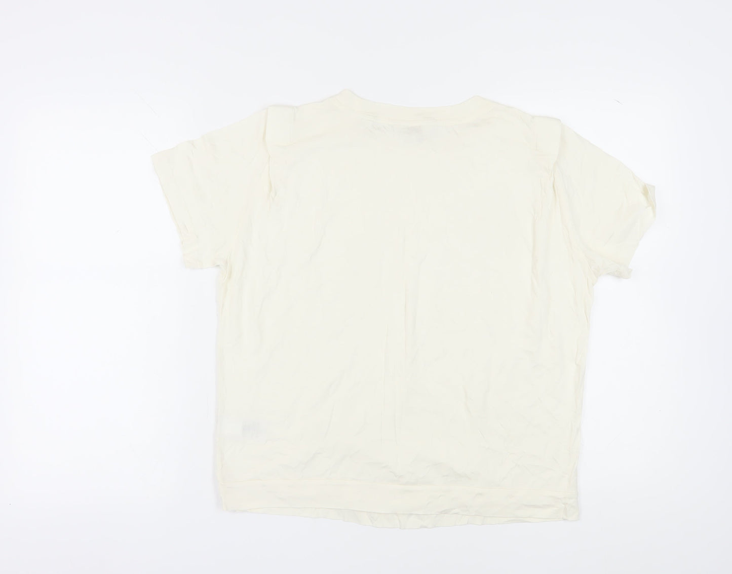 Ted Baker Women Ivory Cotton Blend Basic T-Shirt M