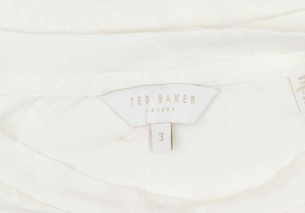 Ted Baker Women Ivory Cotton Blend Basic T-Shirt M