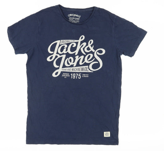 Jack & Jones Men's Blue Graphic T-Shirt Size S